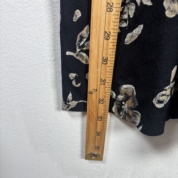 VTG Briggs New York Floral Midi Skirt Y2K Elastic Waist Black Cottagecore sz 14 - Picture 7 of 14